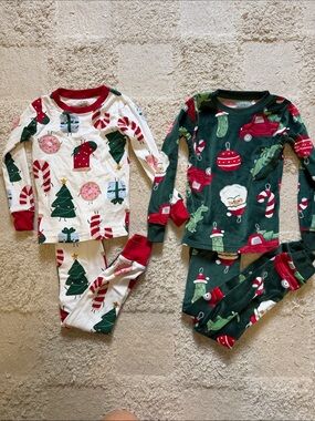 Carter's Kids Holiday Pajama Sets in Red, Green & White